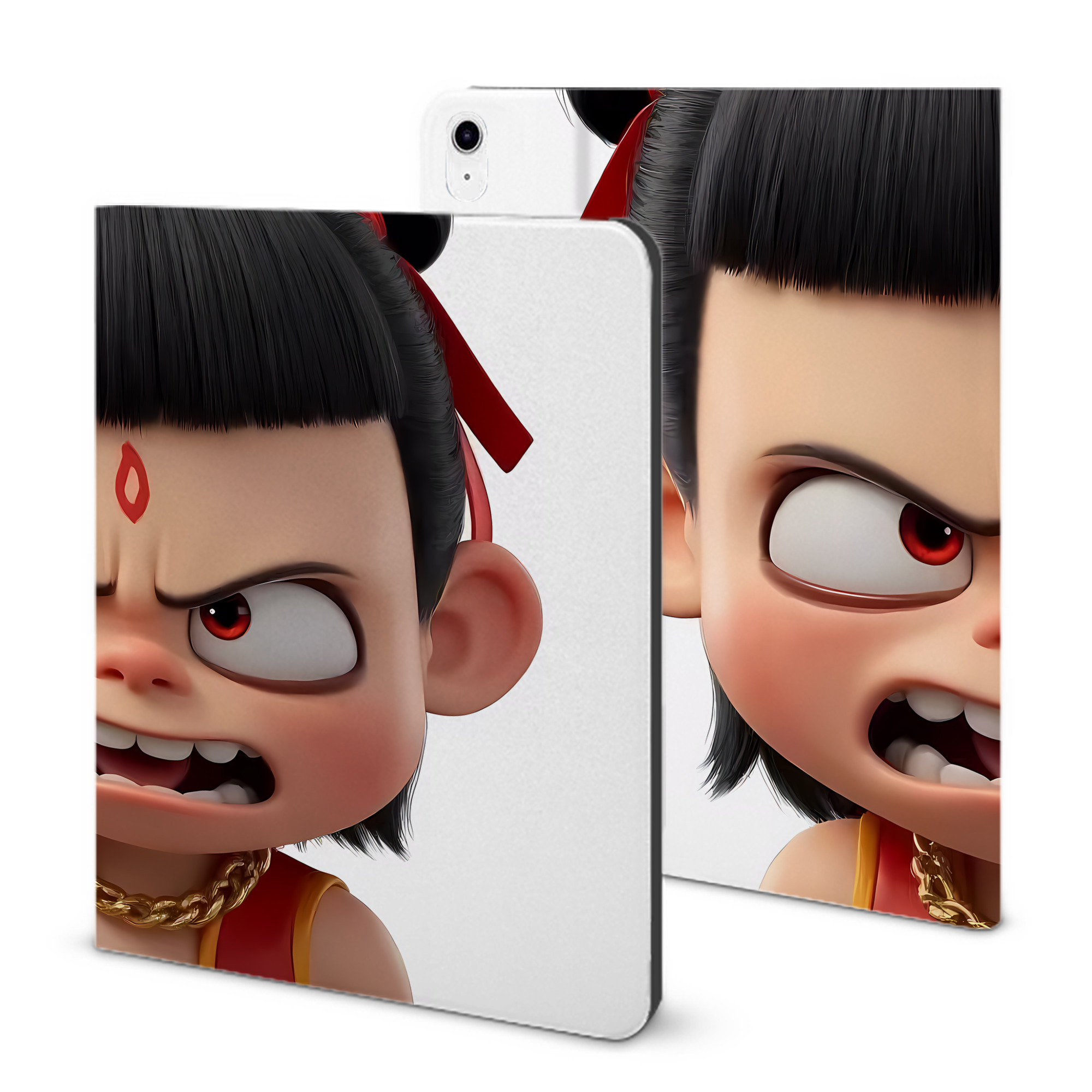 （画像用） Ne Zha 2 ナタ 魔童の大暴れ IPad ケース ブック型 PUレザー TPU 耐衝撃 軽量 薄型 ペン収納なし 全面保護 IPad 各モデル対応